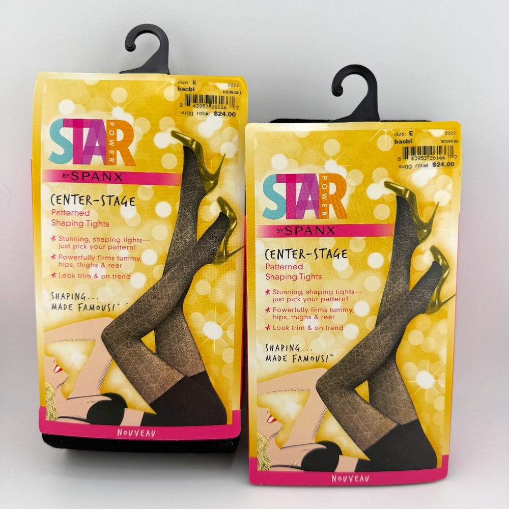 SET OF TWO SPANX PATTERNED SHAPING TIGHTS SIZE E